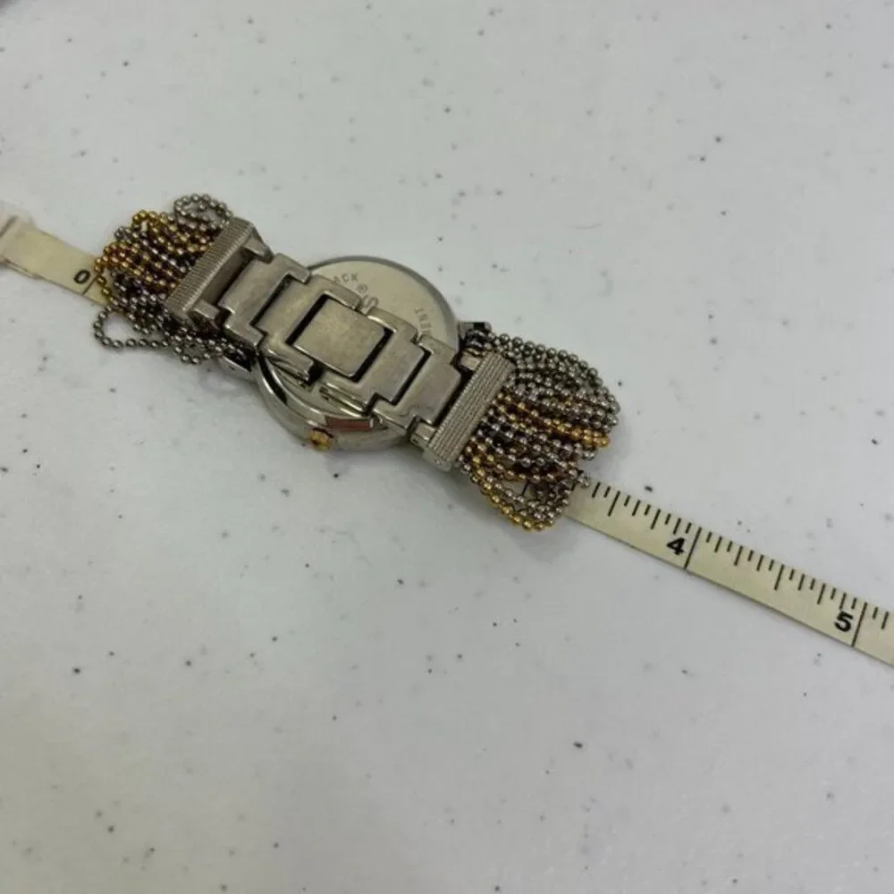 Chicos‎ Watch Chain Multi Strand Mixed Metal Gold Silver Tone Big Face White